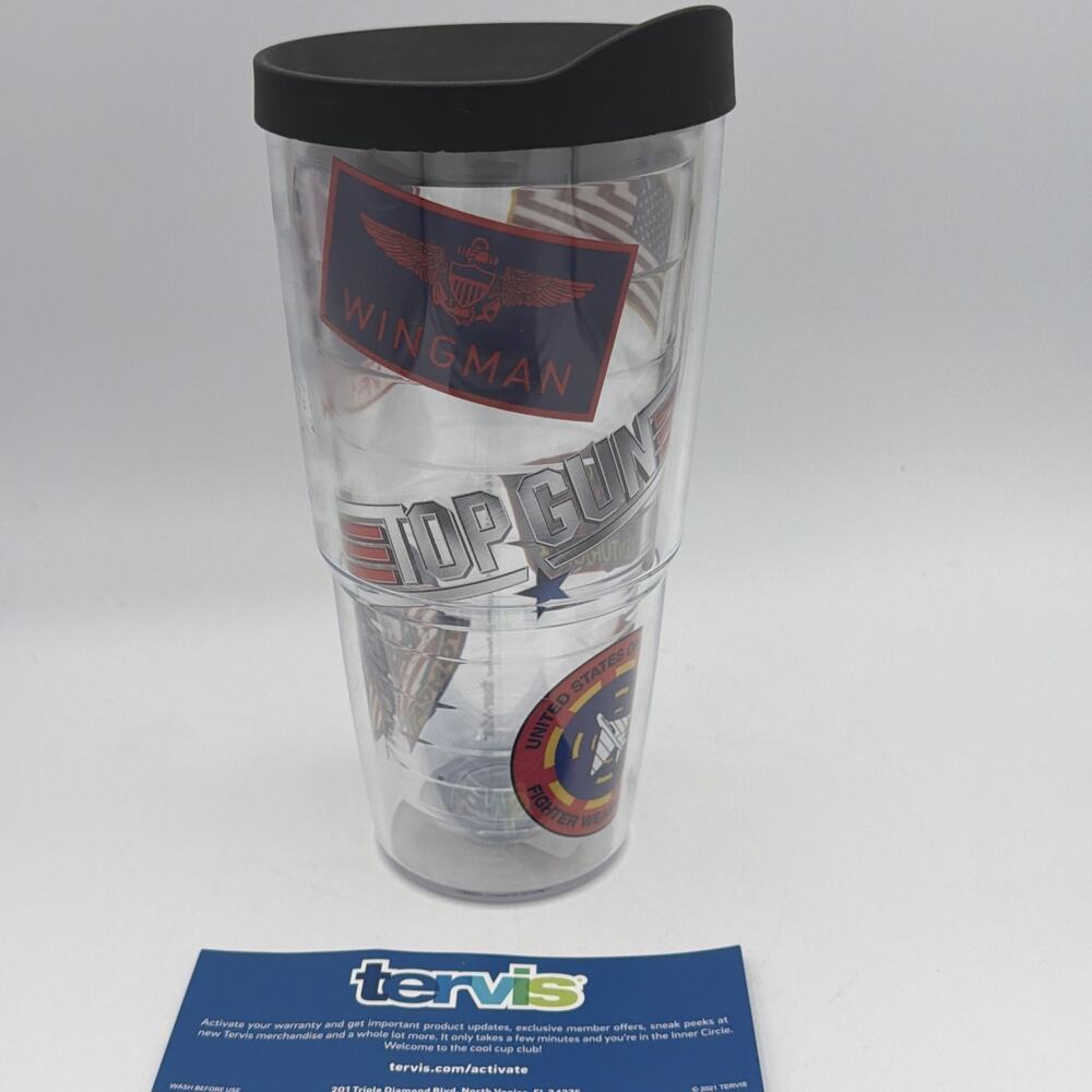 New Tervis 24oz Tumbler Top Gun Maverick Tom Cat Navy Fighter Pilot Wingman USA